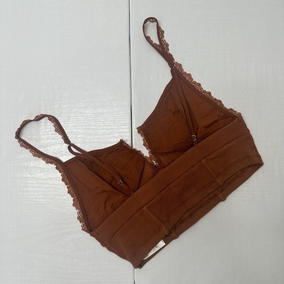 Free People Intimately Bralet Top Size XS Rust Brown Strappy Cami Cropped Bodice - Picture 3 of 9